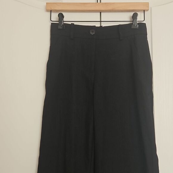 H&M Women's High-Rise Wide Leg  Dress Pants Black 0 - Picture 3 of 16